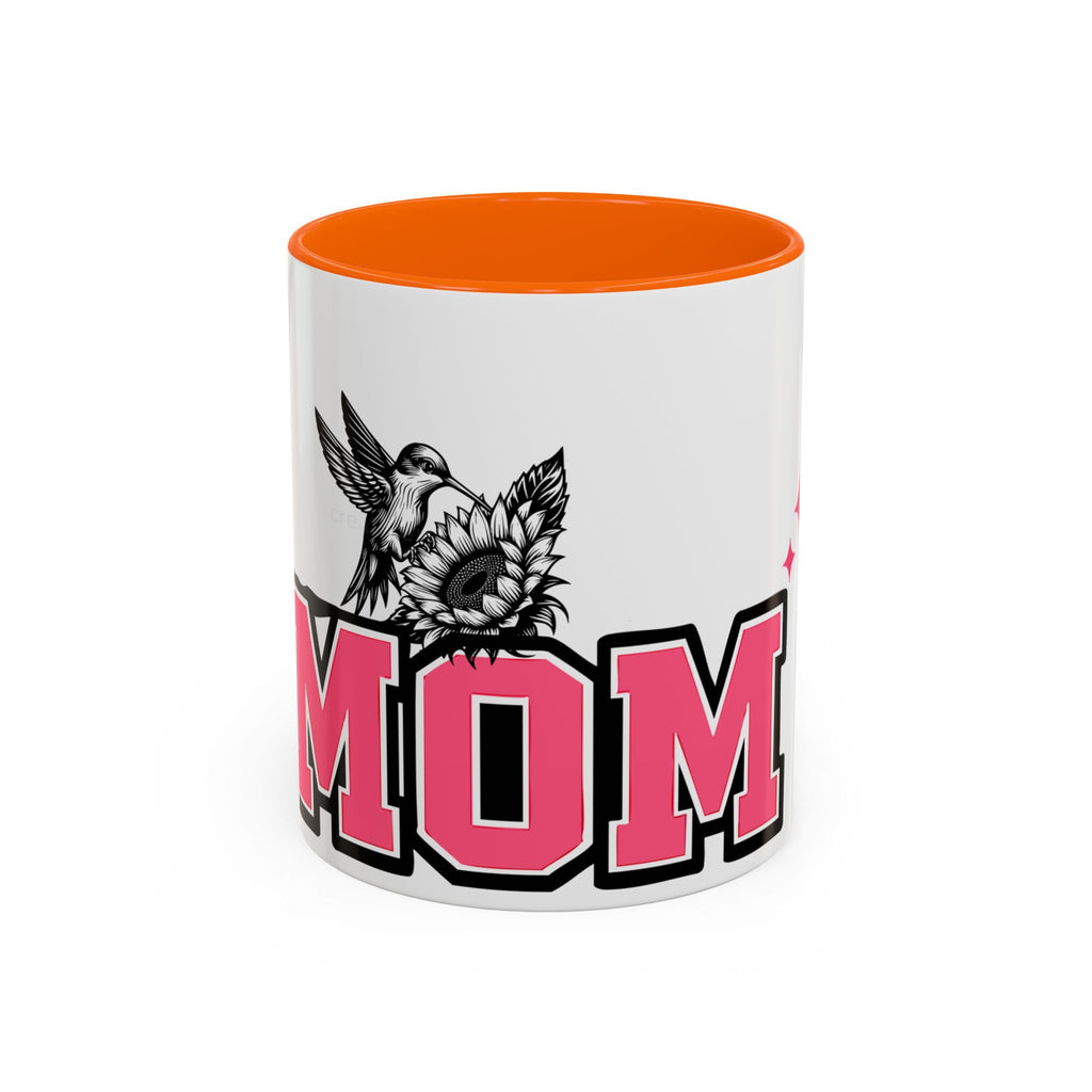 Mom Coffee Mug — Pink Floral Hummingbird Accent Mug for Mother's Day