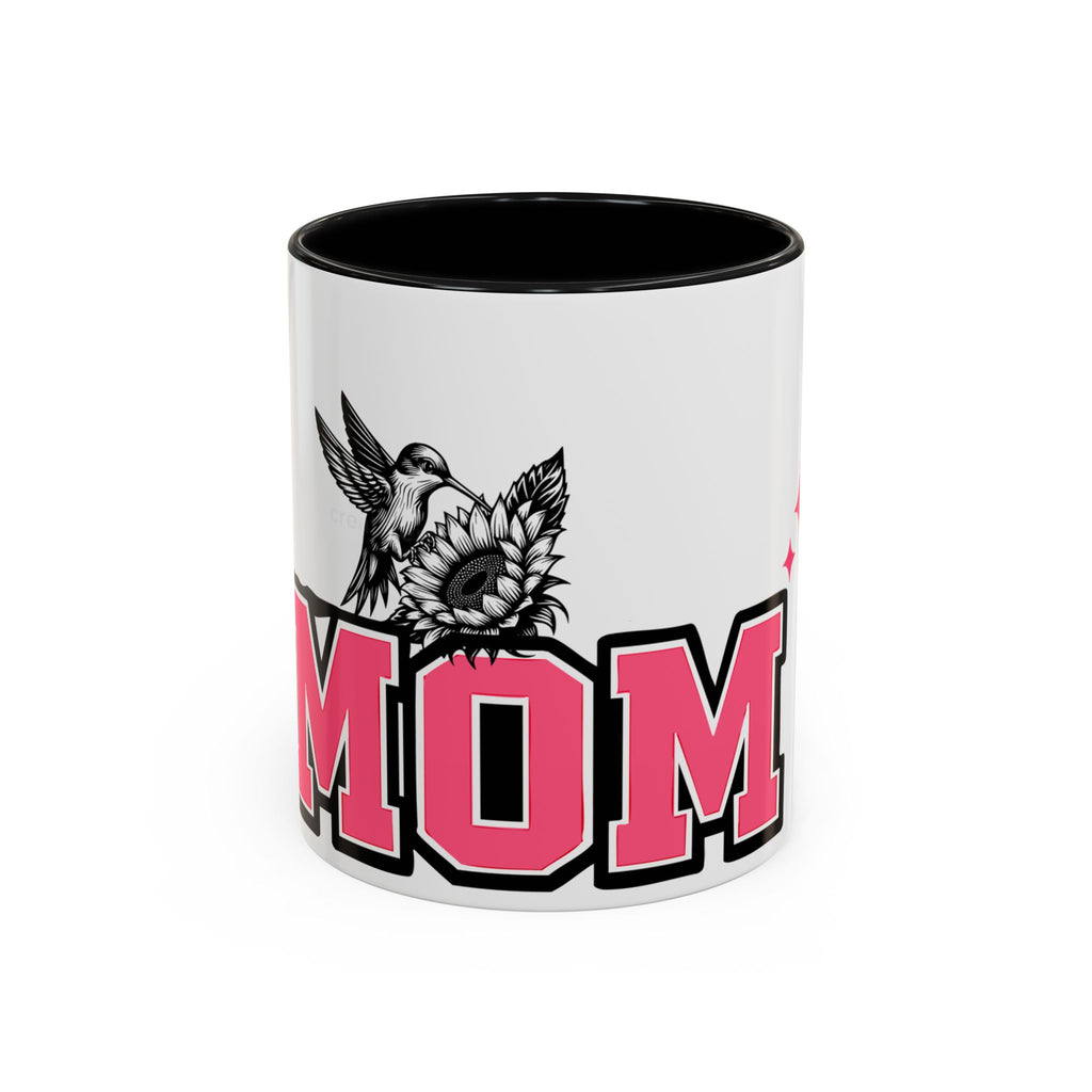 Mom Coffee Mug — Pink Floral Hummingbird Accent Mug for Mother's Day