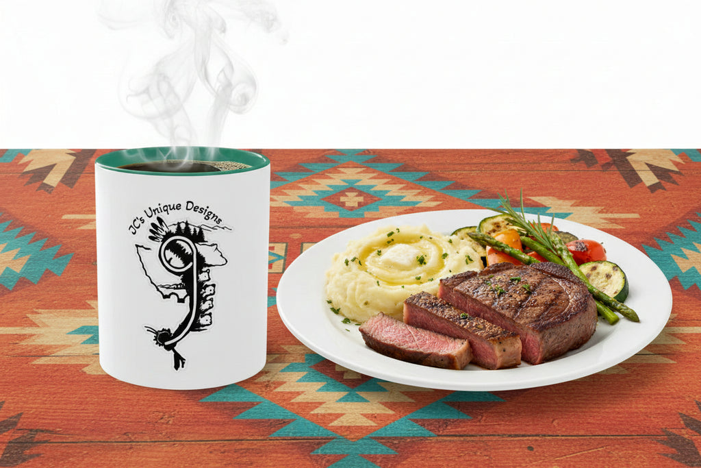 JC's Unique Designs Logo Coffee Mug — Two-Tone 11oz Ceramic
