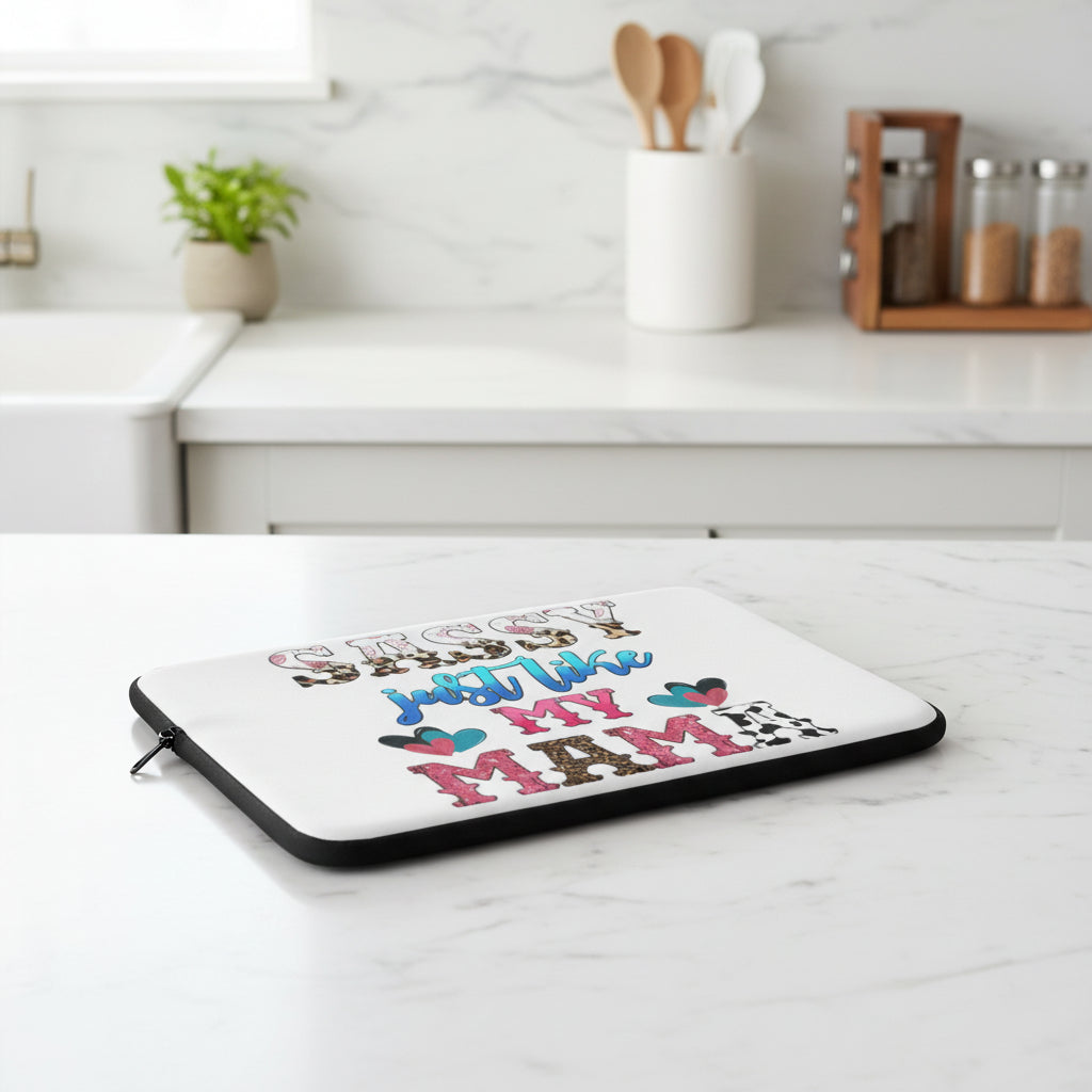 Laptop Sleeve — "Sassy Just Like My Mam" Cute Leopard & Hearts Protective Sleeve
