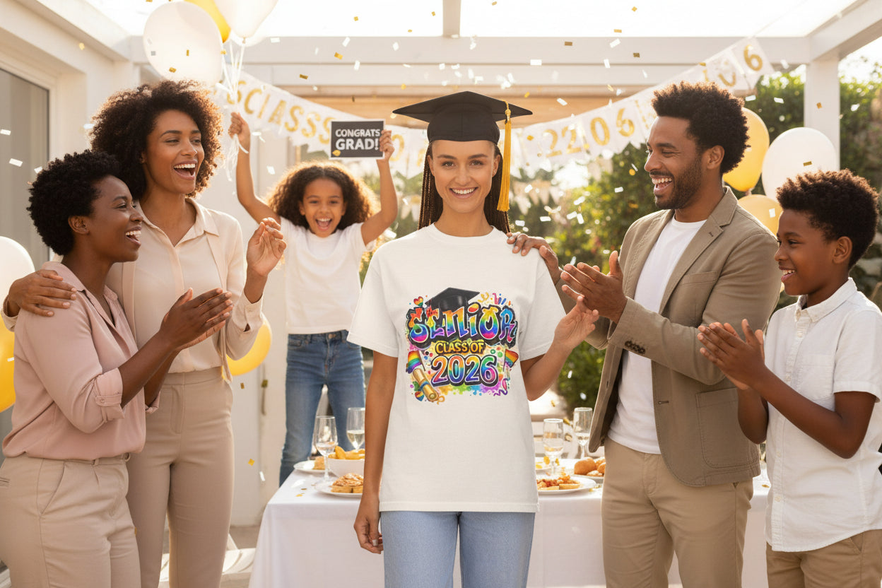 Senior Class of 2026 Tee — Colorful Graduation Graphic T-Shirt