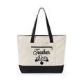 Teacher Vibes Zippered Canvas Tote