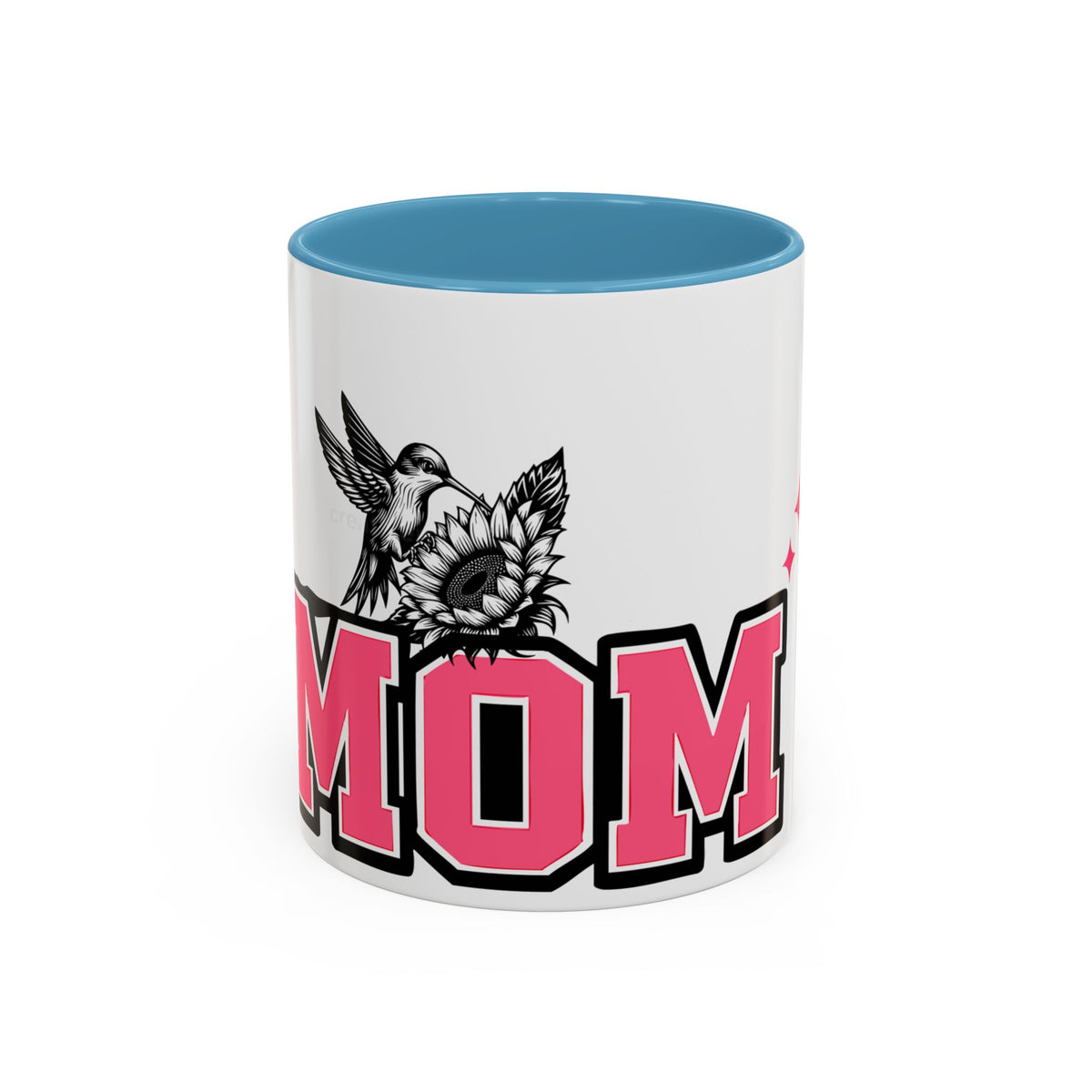 Mom Coffee Mug — Pink Floral Hummingbird Accent Mug for Mother's Day