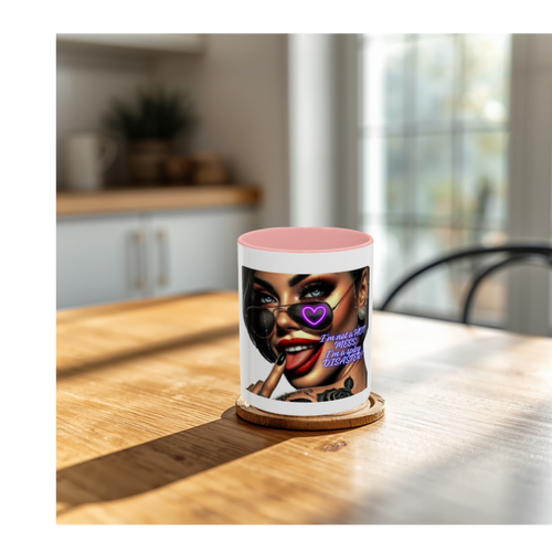 Accent Coffee Mug — Edgy Neon Glam Art Mug with 'I'm Not Your Mess, I'm a Hot Mess with Class' Quote