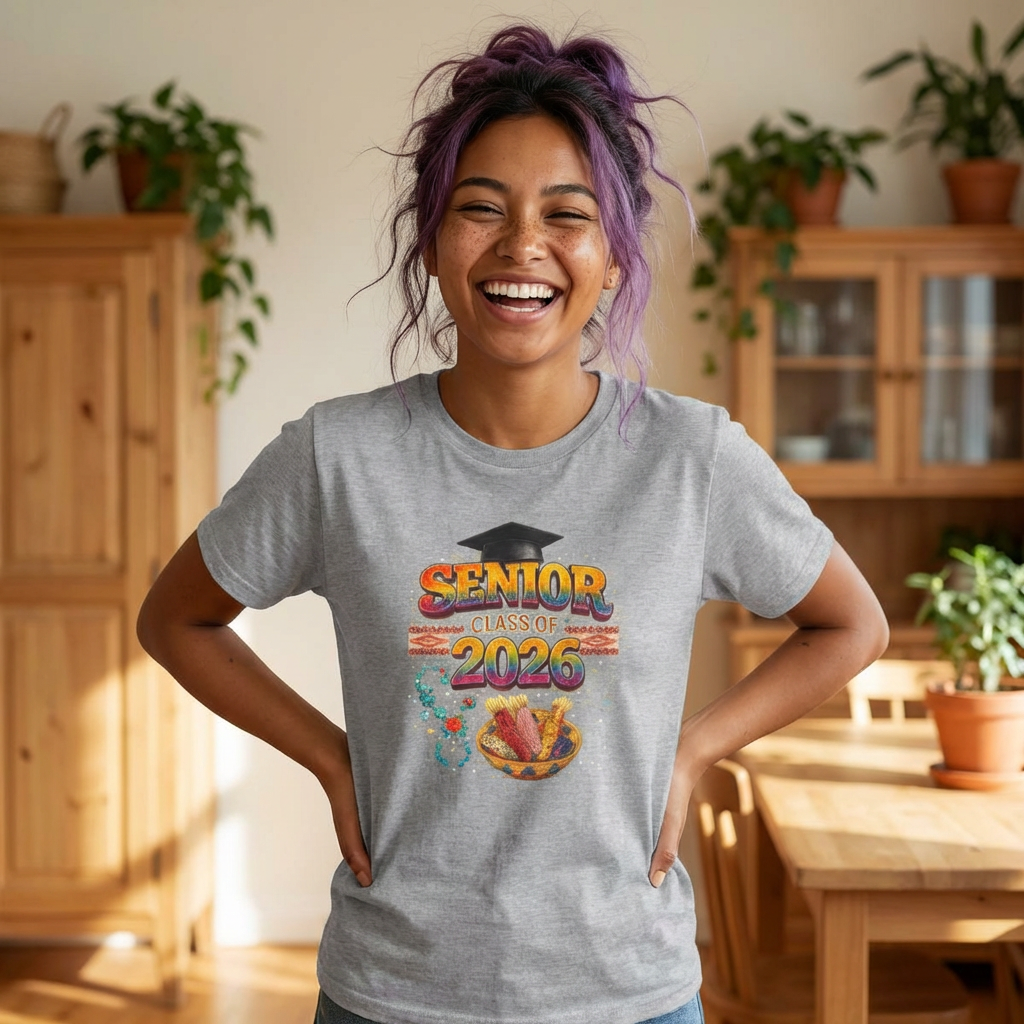 Senior Class of 2026 Graduation T-Shirt — Senior Cap & Confetti Tee