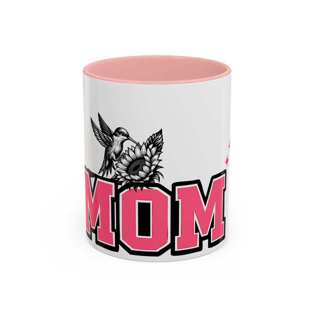 Mom Coffee Mug — Pink Floral Hummingbird Accent Mug for Mother's Day