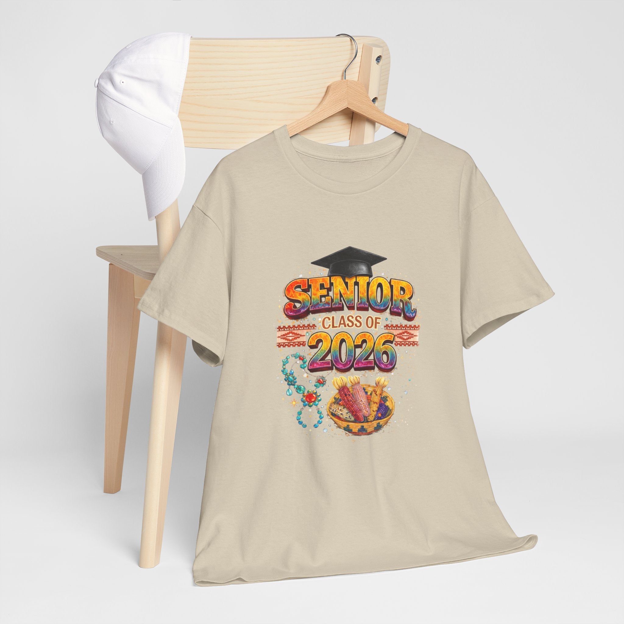 Senior Class of 2026 Graduation T-Shirt — Senior Cap & Confetti Tee