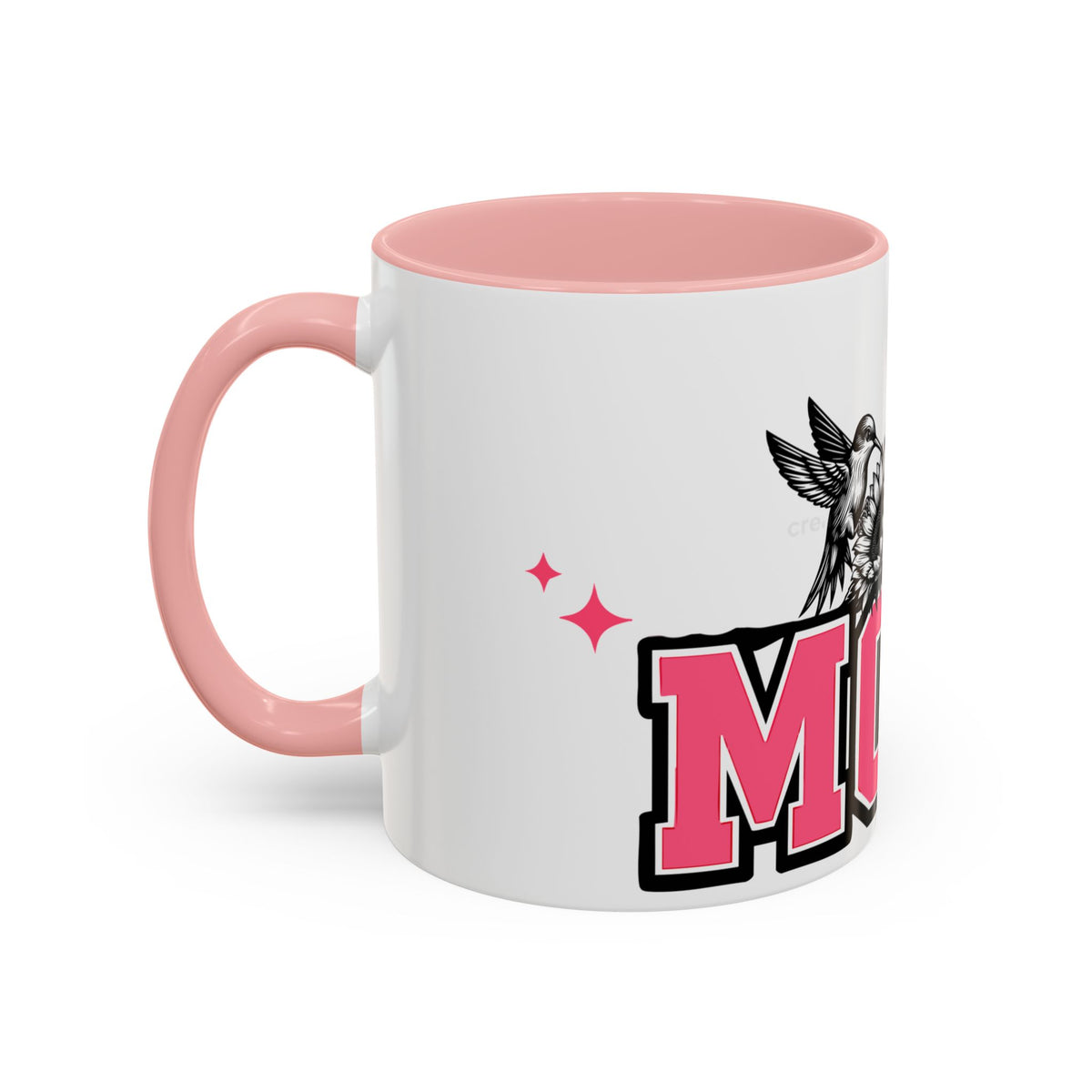 Mom Coffee Mug — Pink Floral Hummingbird Accent Mug for Mother's Day