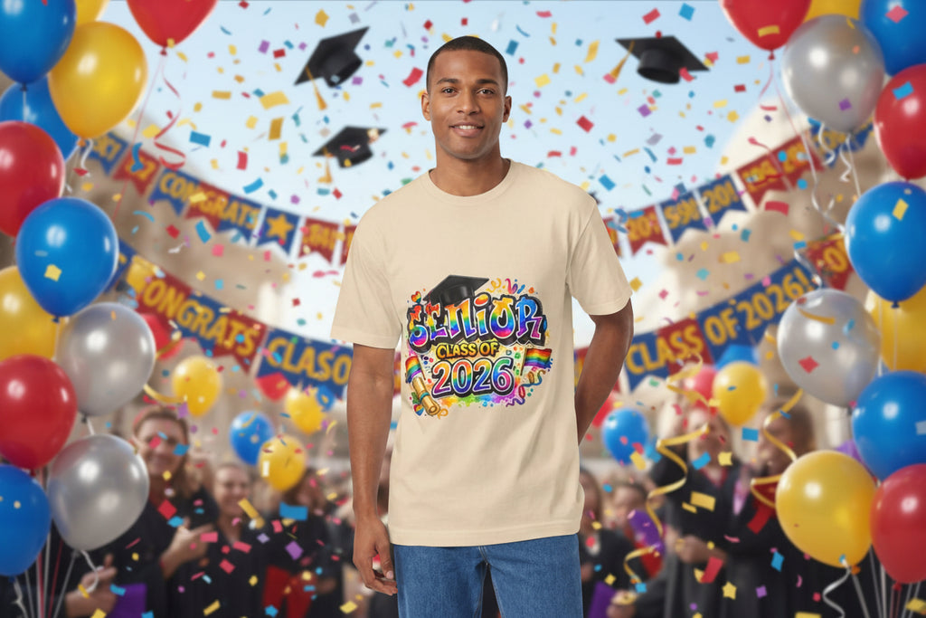 Senior Class of 2026 Tee — Colorful Graduation Graphic T-Shirt