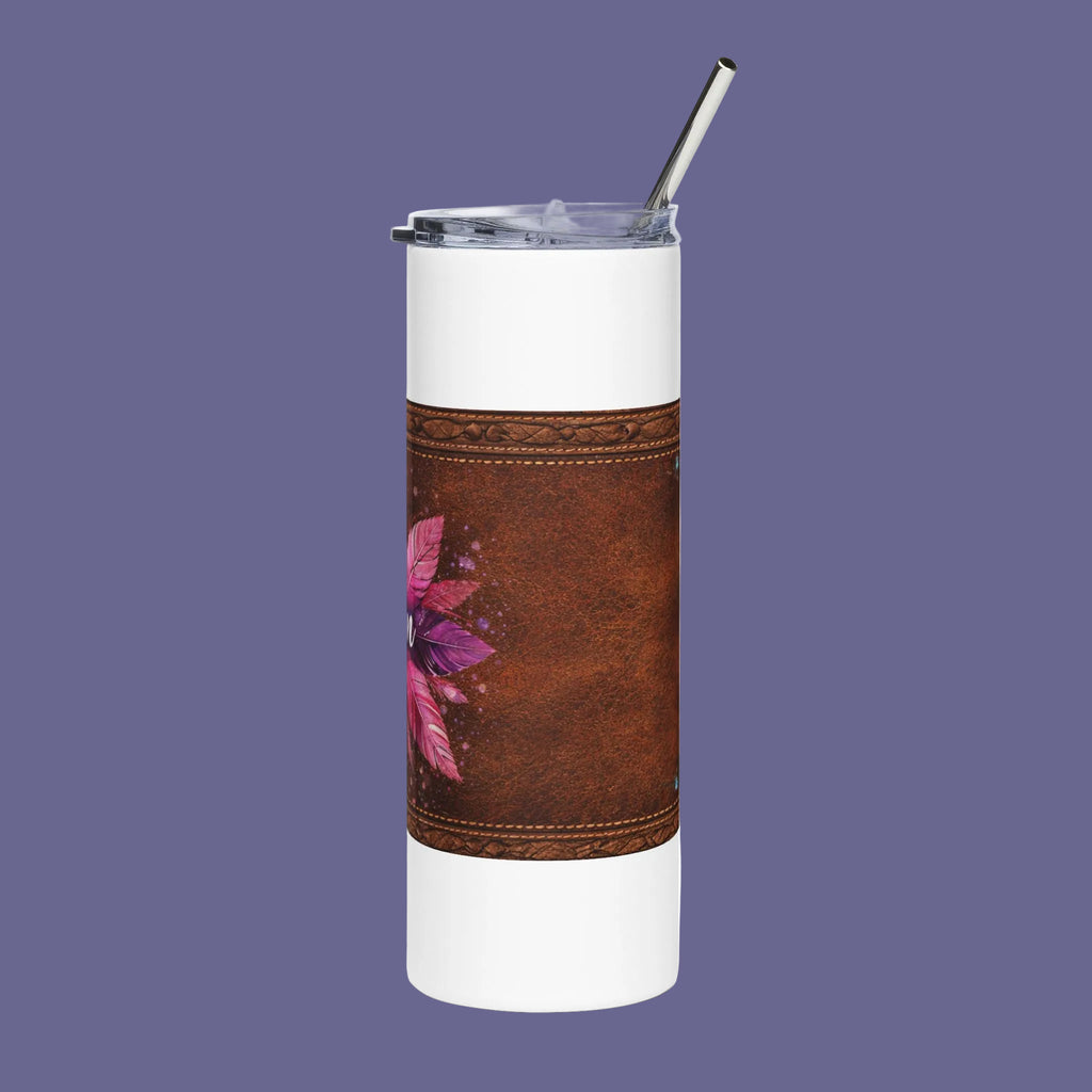 Mom Floral Leather-Accent 20oz Stainless Steel Tumbler