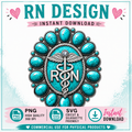 RN PNG Design | Nurse Sublimation File | Western Turquoise Shirt Design | Instant Download