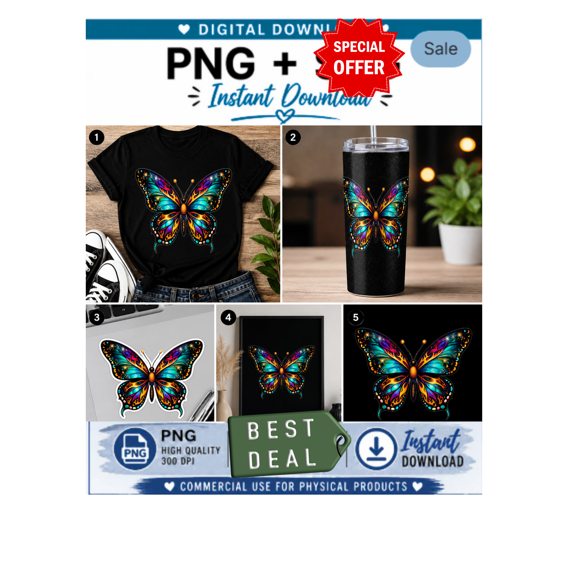 Vibrant Galaxy Butterfly PNG | Colorful Fantasy Butterfly Design | Digital Download for Sublimation, DTF, Cricut & More